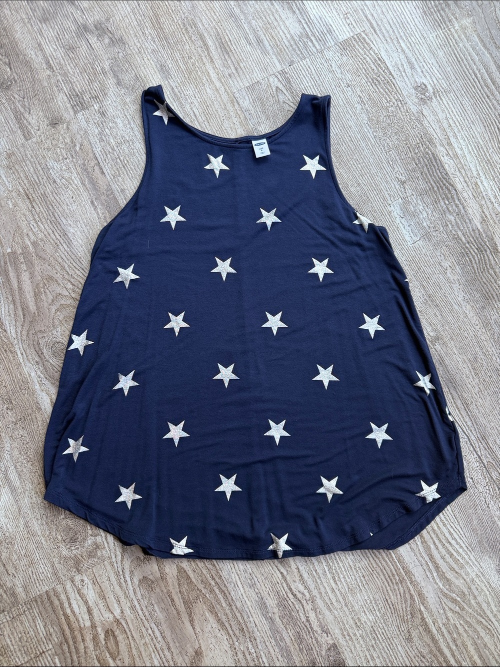 Old Navy Navy Luxe Tank Top with Silver Sparkle Star Print